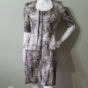 AYSHA womens 4 & 0 gray n silver dress & jacket 2 piece set